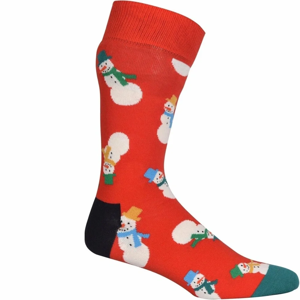 Unisex Happy Socks 2 Pack Snowman/Geometric Gift Set of Socks